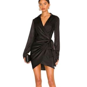 Superdown Size Small Satin Black dress from Revolve